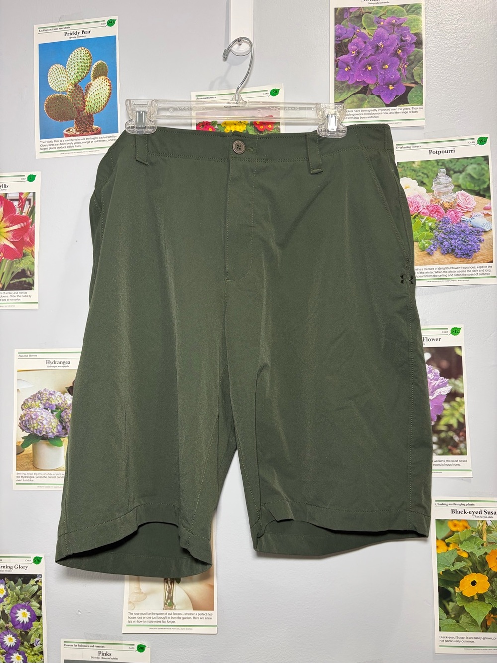 Under Armour Olive Green Men's Flat Front Performance Shorts